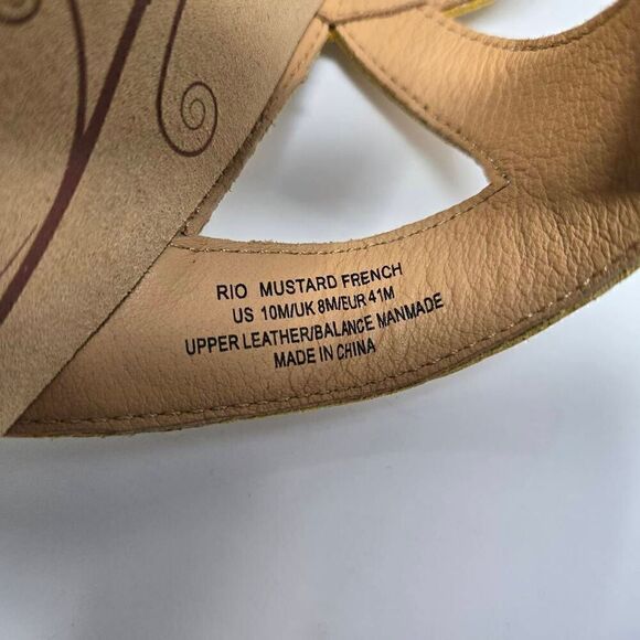 REVERE RIO LEATHER FRENCH MUSTARD ORTHOTIC COMFORT SANDALS WOMENS SIZE 10 M EUC - Picture 4 of 7